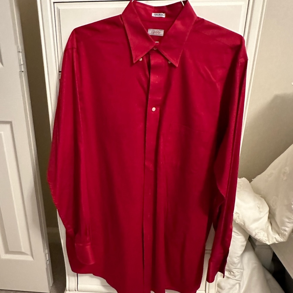 IZOD Red Button Down Shirt 35/36 Tall